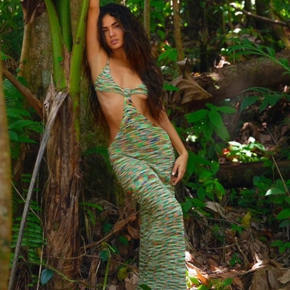 JADED LONDON Spacedye Knit MAXI BEACH DRESS